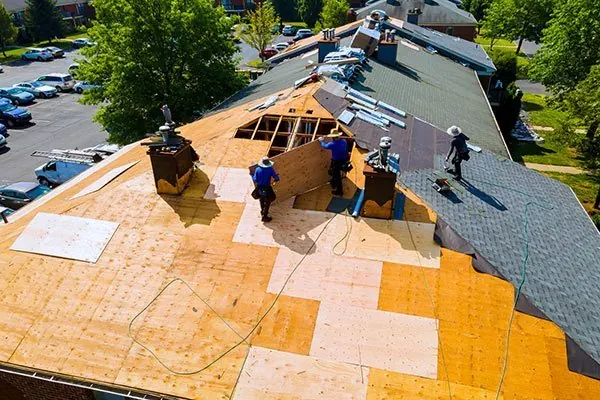 Roof work in progress on a pitched roof